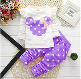 2017 new Spring children girls clothing sets mouse early autumn clothes bow tops t shirt leggings pants baby kids 2 pcs suit