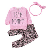 Baby Girl Tops T-shirt Letter Pants Leopard Headband 3PCS Outfits Clothes Casual Toddler Kids Baby Girls Clothes Set 0-24M