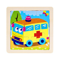 Mini Size 11*11CM Kids Toy Wood Puzzle  Wooden 3D Puzzle Jigsaw for Children Baby Cartoon Animal/Traffic Puzzles Educational Toy