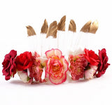 Feather Flower Crown Women Girls Mom and Me Hairbands Baby Headbands Mother Kids Matching Headwear Hair Accessories Photo Props