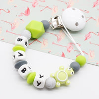 Mini turtle Personalized Silicone Pacifier clip Silicon Chew Beads Baby teething jewelry