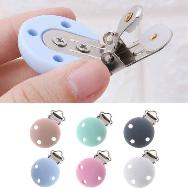 Baby Pacifier Clip Silicone Soother Teether Nipple Holder Round Soft Saliva Towel Clips Toys Buckle Newborn Nursing Supplies DIY