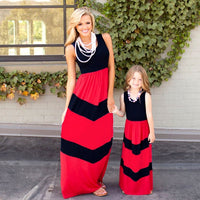 Mum Sister Baby Girl Summer Mommy And Me Family Matching Mother Daughter Dresses Clothes Striped Mom Dress Kids Child Outfits