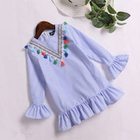 Newborn Baby Girl Family Matching Clothes Mom And Daughter Dress Nine Quarter Stripe Tassel Mini  Mother And Daughter Outfits