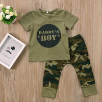 Camo Clothing Newborn Baby Boy Clothes Girls Set Camouflage Pants Army Green T-shirt Tops Pants Outfits Set Clothes 0-24M