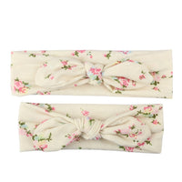 2 Pcs Floral Headwear Baby Girls Head Band Family Mom Kid Headbands Rabbit Ears Turban Hair Band Woman Kid Mother Hair Band E089