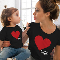 Mommy and me clothes Mother Daughter Matching family outfits T-shirt Women Kids Baby Girls soft cotton Heart print Tops