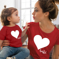 Mommy and me clothes Mother Daughter Matching family outfits T-shirt Women Kids Baby Girls soft cotton Heart print Tops