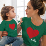 Mommy and me clothes Mother Daughter Matching family outfits T-shirt Women Kids Baby Girls soft cotton Heart print Tops