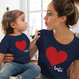 Mommy and me clothes Mother Daughter Matching family outfits T-shirt Women Kids Baby Girls soft cotton Heart print Tops